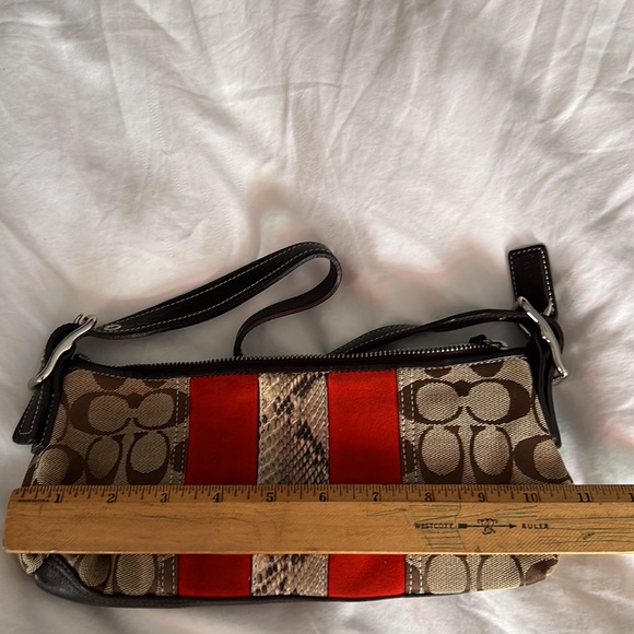 Authentic Coach brown leather, red suede and leopard  monogram purse. - Picture 7 of 10